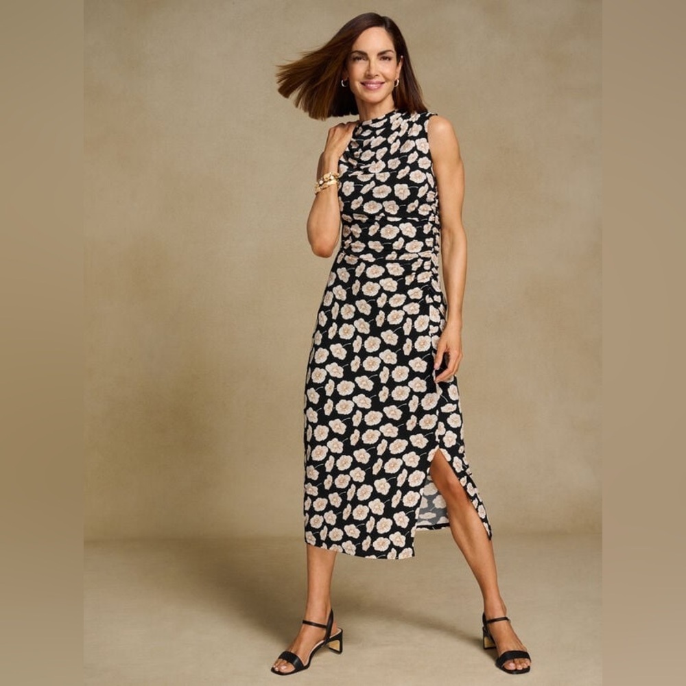 NEW Talbots Plus Size Cowl-Neck Sleeveless Midi Autumn Wedding Guest Dress